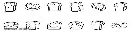  A simple black and white icon of a croissant in outline style, representing a flaky, crescent-shaped pastry perfect for bakeries, breakfast menus, or cafe branding