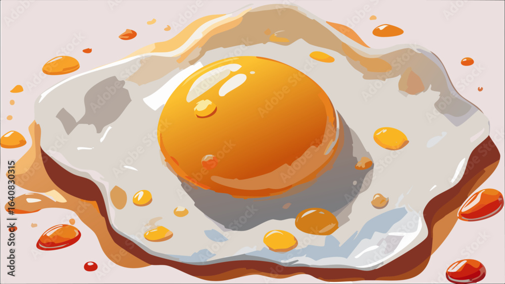 Fototapeta premium Loosely fried egg with yellow yolk