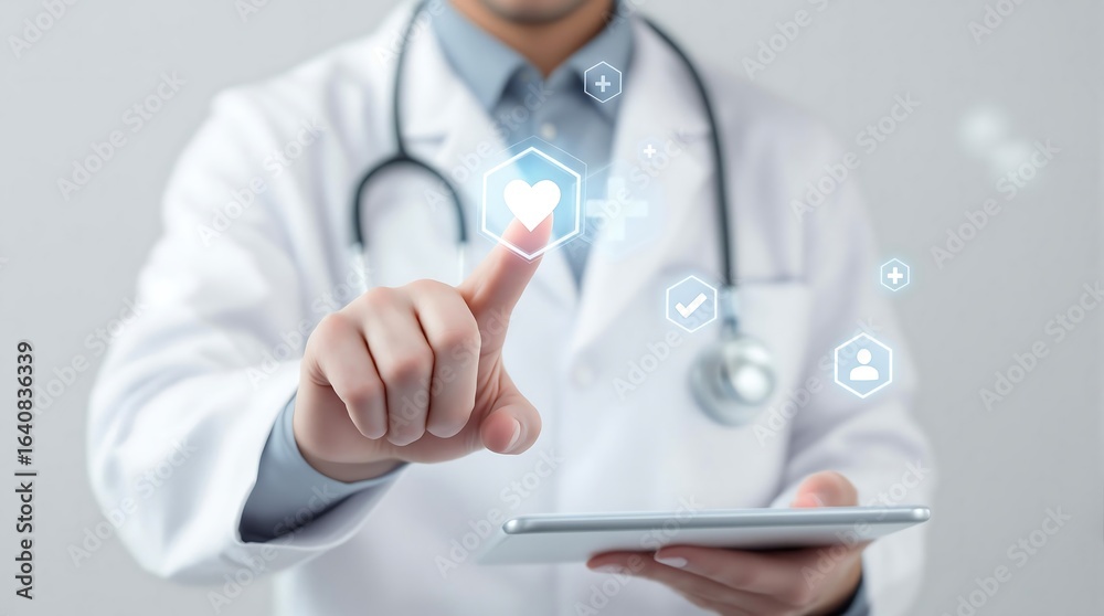 Doctor using digital tablet for healthcare and medical technology innovation concept Doctor using digital tablet for healthcare and medical technology innovation concept