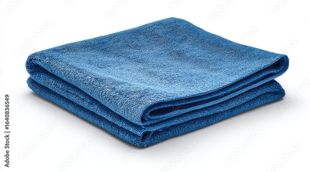 Folded blue cleaning towel on white background Folded blue cleaning towel on white background
