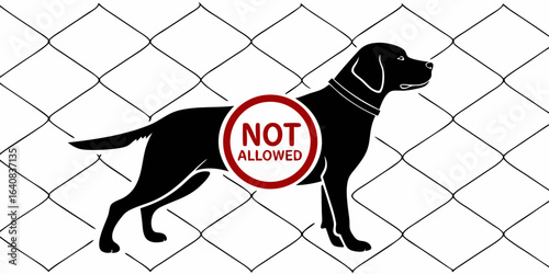 Ban Dog Sign Not Allowed Pet Silhouette Black