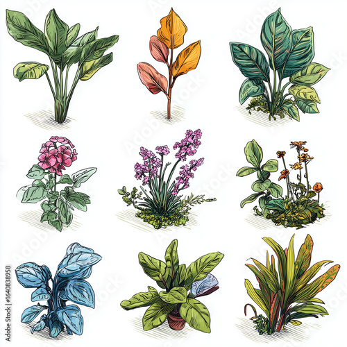 set of flowers