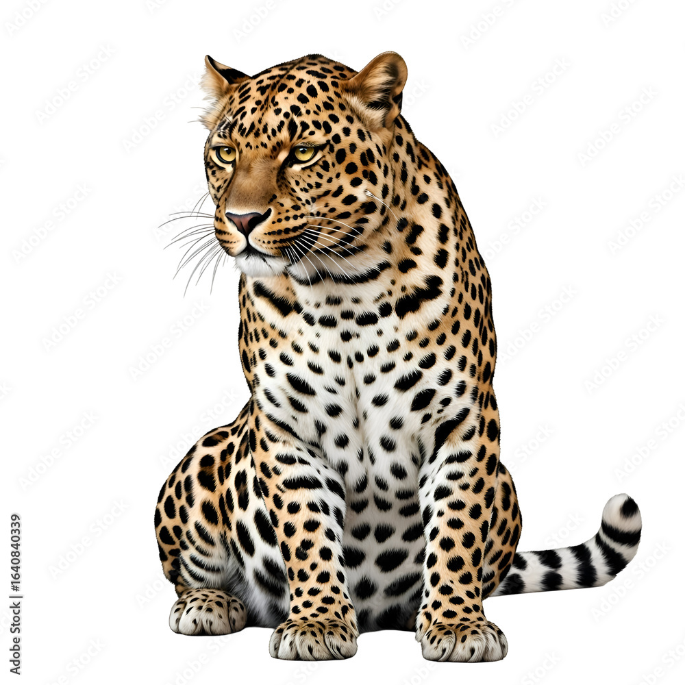 Obraz premium Leopard Sits Majestically: Transparent Background