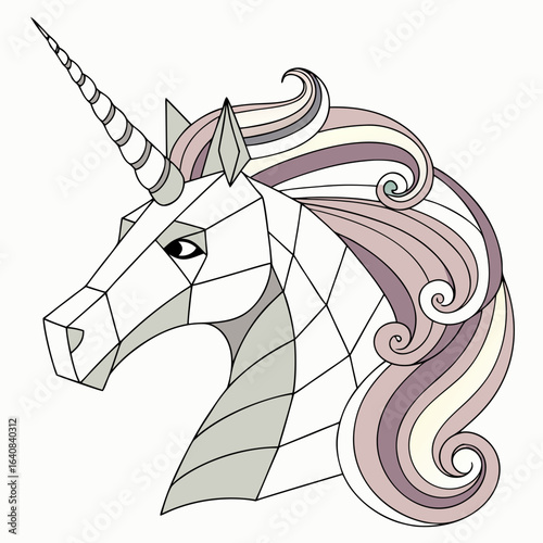 Pastel Unicorn Head Vector Illustration for Stock.

