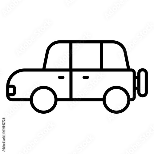 A cute hand-drawn doodle of an SUV car with a spare tire on the back.