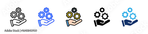Gear Mechanism Icon Collection With Multiple Styles