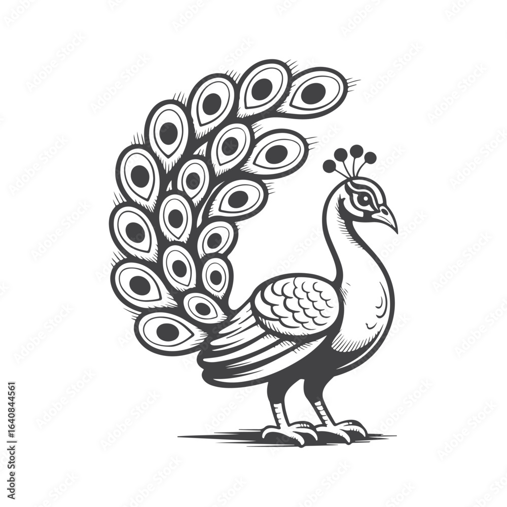 Obraz premium Elegant peacock displaying its ornate tail feathers bird fowl