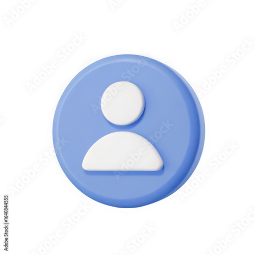 Simple 3d rendering of a user profile icon with a person silhouette inside a blue circle isolated on transparent background