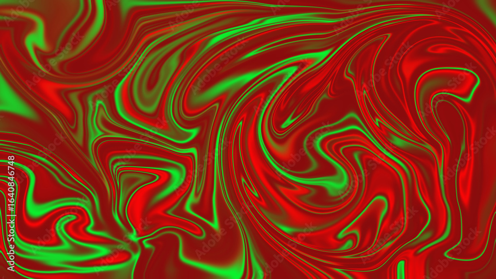 Fototapeta premium Red and green liquid marble abstract background with swirls