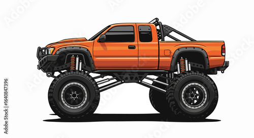 Orange monster truck cartoon illustration