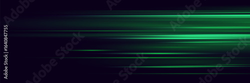 Neon green light lines with speed motion effect.