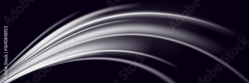Futuristic white energy waves on black background