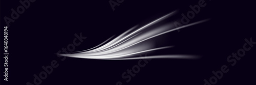 Futuristic white energy waves on black background