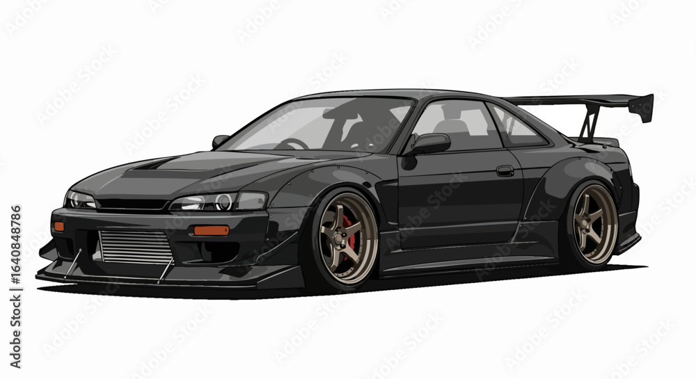 Fototapeta premium Dark gray sport car illustration