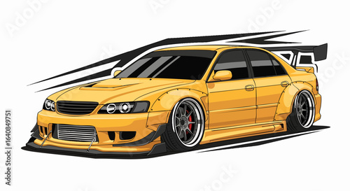 Yellow sport sedan illustration