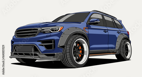 Detailed illustration of a stylish blue suv