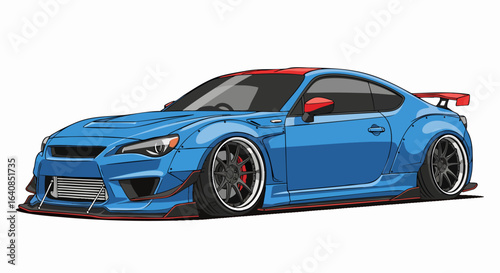Blue sports car illustration graphic design
