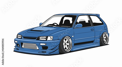 Stylized illustration of a blue car