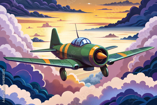 Military airplane flying through thick morning fog, dramatic aviation scenes, stealth missions, low-visibility operations, and atmospheric photography of armed forces in action
