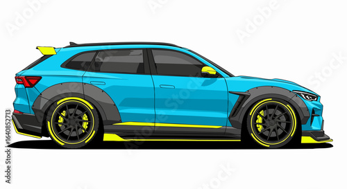 Light blue sport utility vehicle side profile