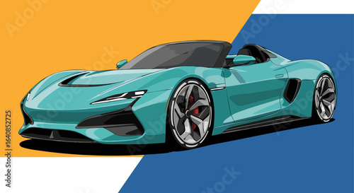 Teal sports car illustration design