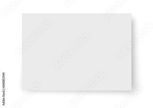 Realistic blank horizontal paper sheet with soft shadow isolated on white background perfect for notes office documents presentations and clean design mockups.