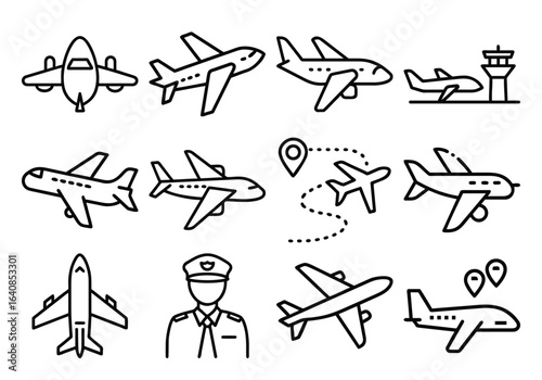 Airplane Icon Vector Representing Flight Aviation and Air Travel
