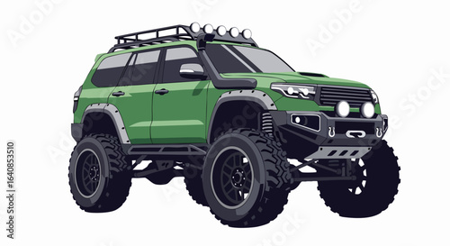 Green off road vehicle illustration