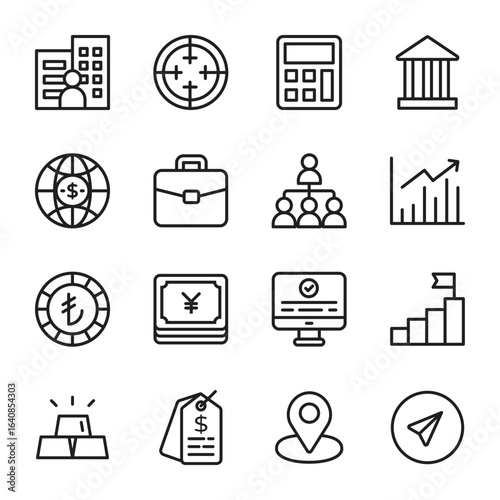 Business icon Vector outline icon set 1