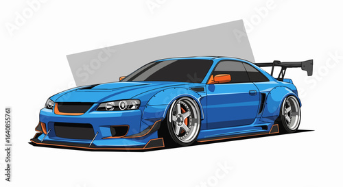 Blue sports car illustration graphic design