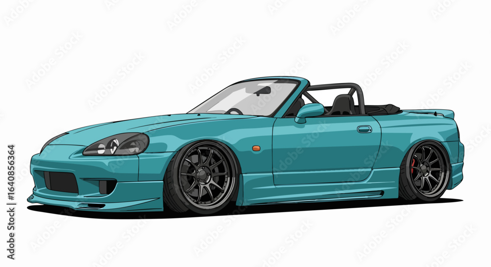 Fototapeta premium Teal convertible sports car illustration