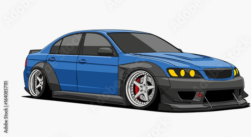 Blue sedan illustration graphic design