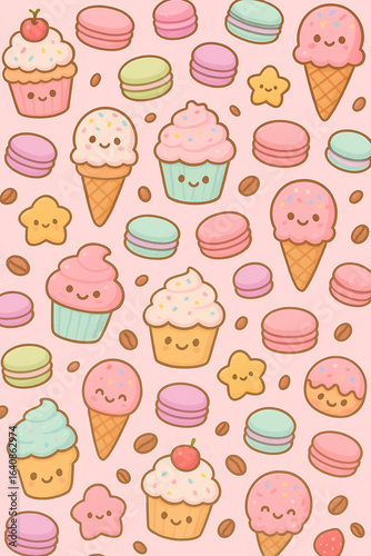 Cup cake and ice cream pattern