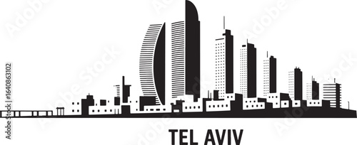 Tel Aviv Skyline Silhouette Vector Illustration with Modern Architecture and City Buildings