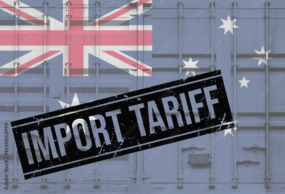Fototapeta premium Shipping container with Australian national flag overlay
