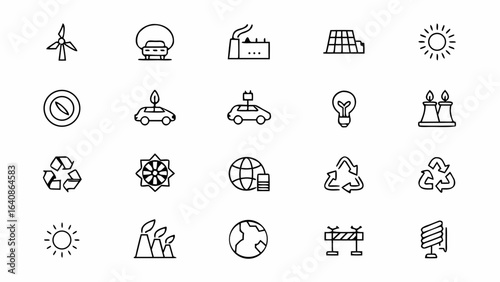 Renewable Energy & Sustainability Icons – Modern Line Vector Pack