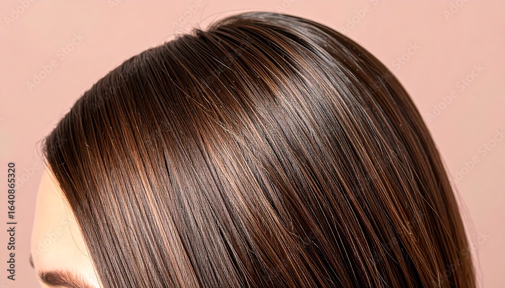 Obraz premium Close-up view of smooth, healthy-looking brown hair.
