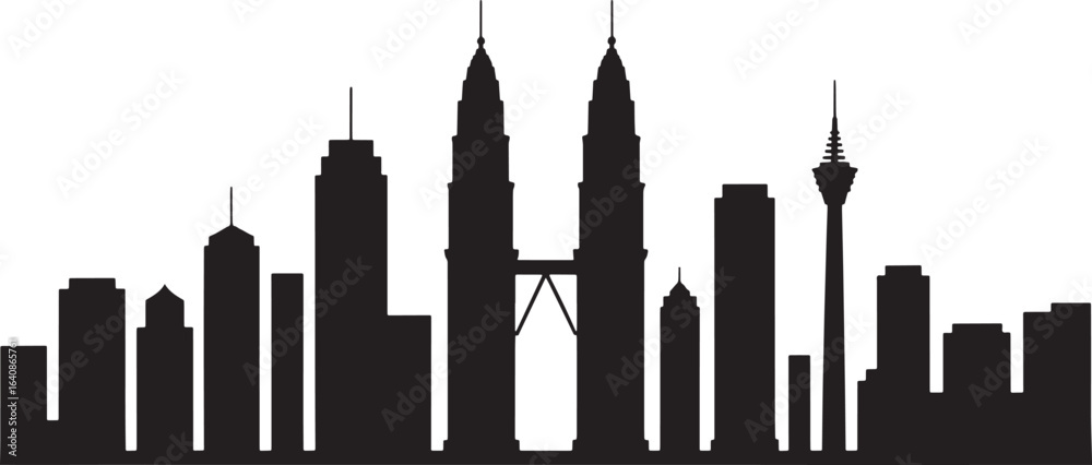 Obraz premium Kuala Lumpur Cityscape Silhouette Vector Illustration Urban Skyline Landmark Travel