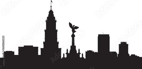 Mexico City Skyline Silhouette Vector Illustration Showcasing Mexican City Landmarks