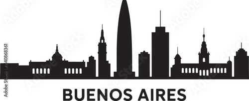 Buenos Aires Cityscape Silhouette Vector Illustration Argentina Urban Skyline Design