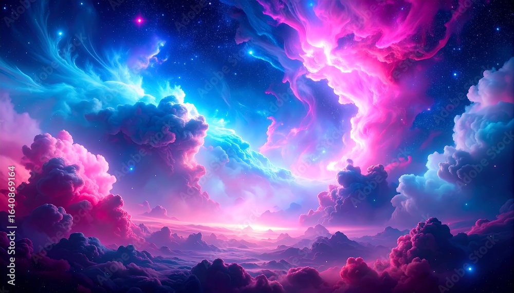 Fototapeta premium Colorful, surreal celestial cloudscape