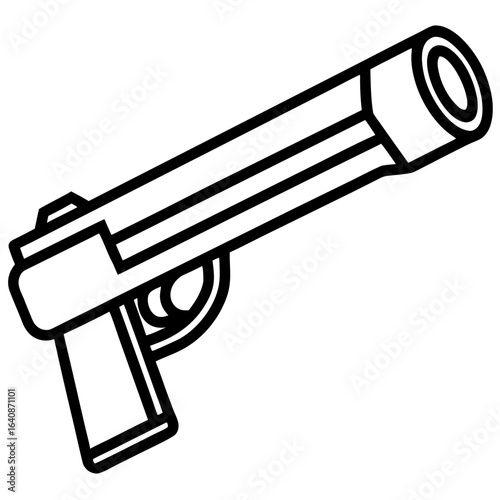 Gun Barrel Close-Up Icon Vintage Firearm Silhouette Vector Design