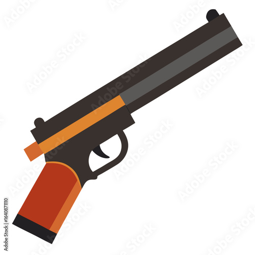 Gun Barrel Close-Up Icon Vintage Firearm Silhouette Vector Design