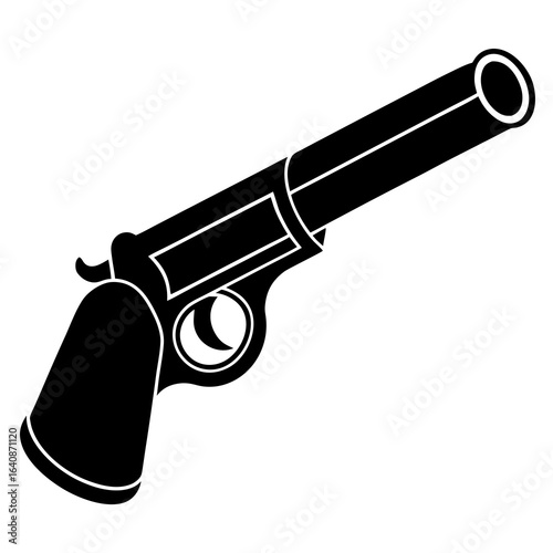 Gun Barrel Close-Up Icon Vintage Firearm Silhouette Vector Design