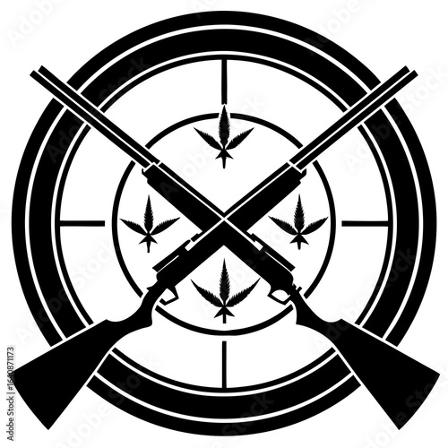 Hunting Target with Shotguns Icon    Vintage Firearm Silhouette Vector Design