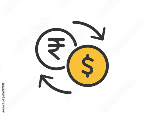 インドルピーと米ドルの両替アイコン ベクターイラスト | ベクター素材 変種可能 SVG