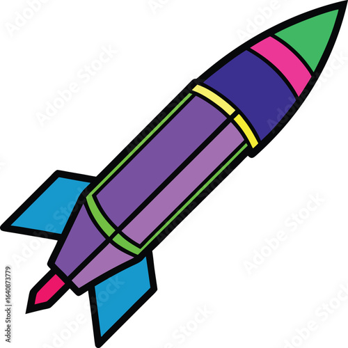 Large Missile Illustration – Colorful Vector on White Background