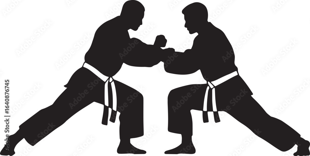 Fototapeta premium Dynamic Martial Arts Sparring Silhouette Combat Sport Training Self Defense Discipline