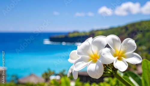 Tropical flowers by ocean