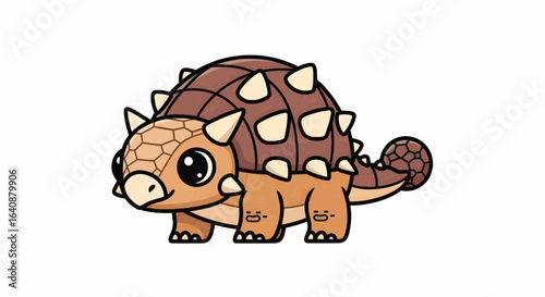 Cute Armored Ankylosaurus Cartoon Dinosaur Illustration